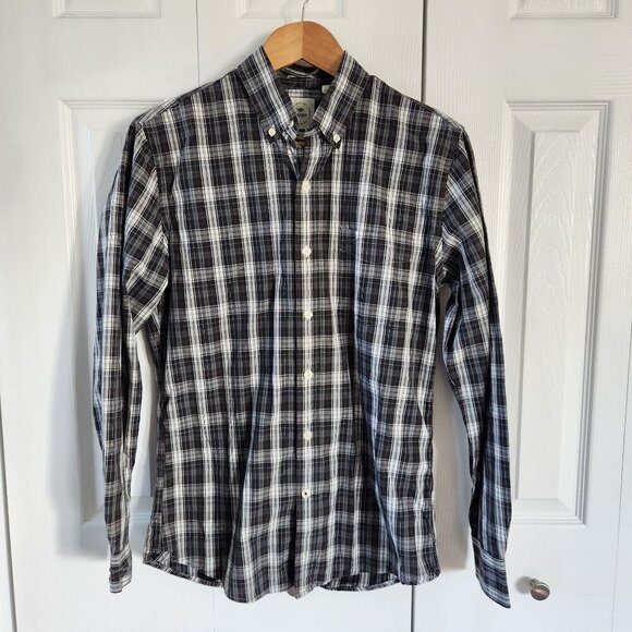 4/$25 Dockers Coastal Poplin Slim Fit Gray/White Plaid Button Up Shirt - Picture 1 of 9